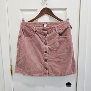 ROXY Corduroy Button Front A-Line Skirt Rose Pink Women's Size XL14